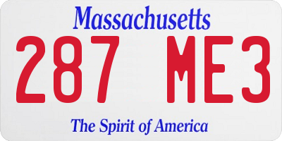 MA license plate 287ME3