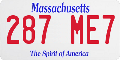 MA license plate 287ME7