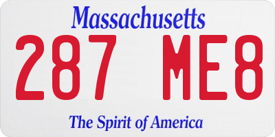 MA license plate 287ME8