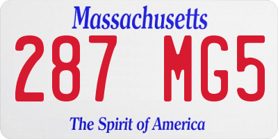 MA license plate 287MG5