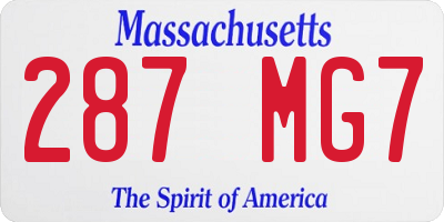 MA license plate 287MG7