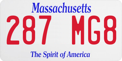 MA license plate 287MG8