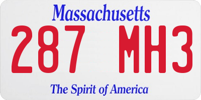 MA license plate 287MH3