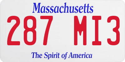 MA license plate 287MI3