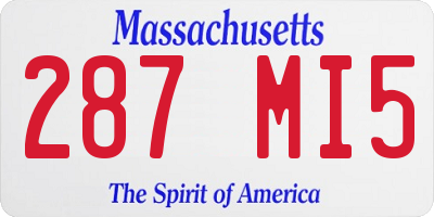 MA license plate 287MI5
