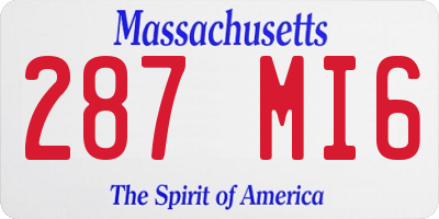 MA license plate 287MI6