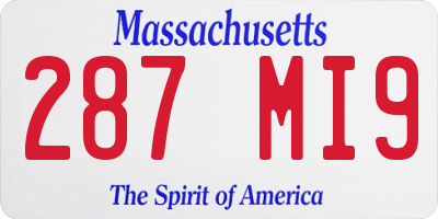 MA license plate 287MI9