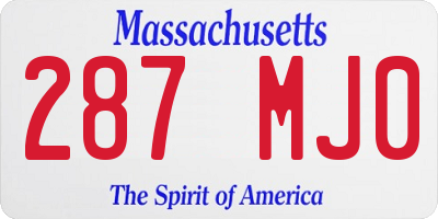 MA license plate 287MJ0