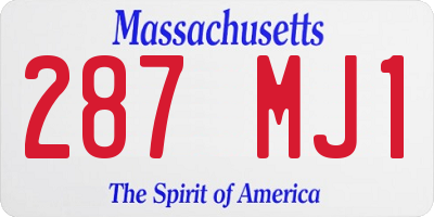 MA license plate 287MJ1