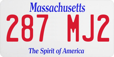 MA license plate 287MJ2