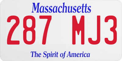 MA license plate 287MJ3