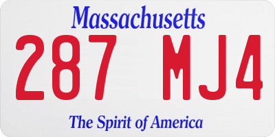 MA license plate 287MJ4