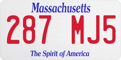 MA license plate 287MJ5