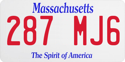 MA license plate 287MJ6