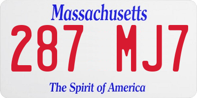 MA license plate 287MJ7