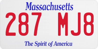 MA license plate 287MJ8