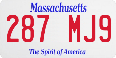MA license plate 287MJ9