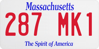 MA license plate 287MK1