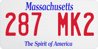 MA license plate 287MK2