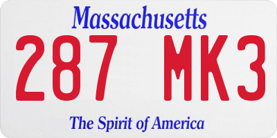 MA license plate 287MK3