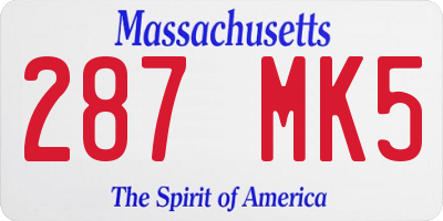 MA license plate 287MK5