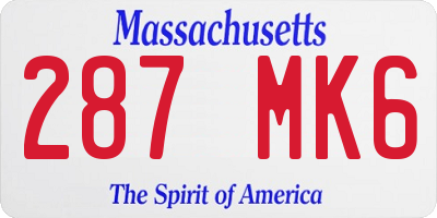 MA license plate 287MK6