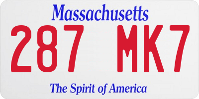MA license plate 287MK7
