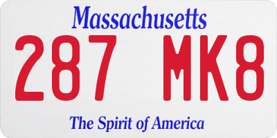 MA license plate 287MK8