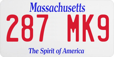MA license plate 287MK9