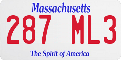 MA license plate 287ML3
