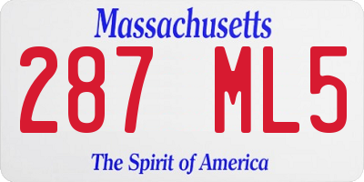 MA license plate 287ML5