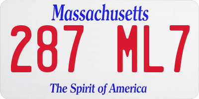 MA license plate 287ML7