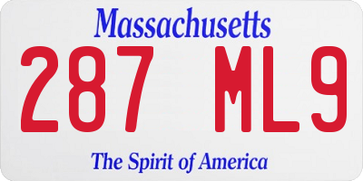 MA license plate 287ML9