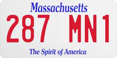 MA license plate 287MN1