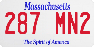 MA license plate 287MN2