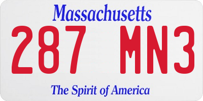 MA license plate 287MN3