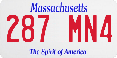 MA license plate 287MN4