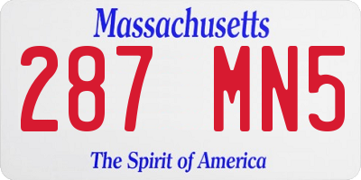 MA license plate 287MN5