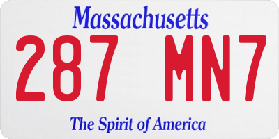 MA license plate 287MN7