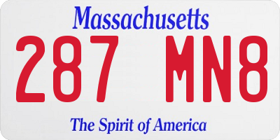 MA license plate 287MN8