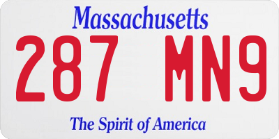 MA license plate 287MN9