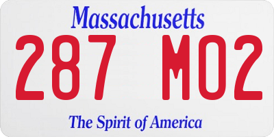 MA license plate 287MO2