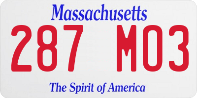 MA license plate 287MO3