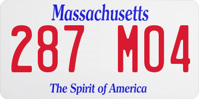 MA license plate 287MO4