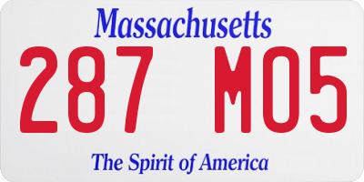 MA license plate 287MO5