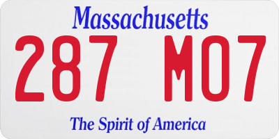MA license plate 287MO7