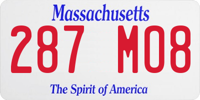 MA license plate 287MO8