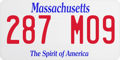 MA license plate 287MO9