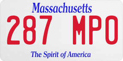 MA license plate 287MP0