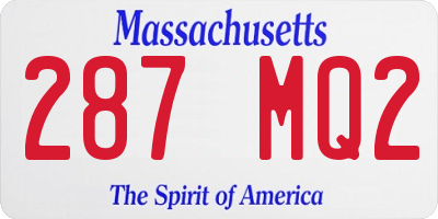 MA license plate 287MQ2